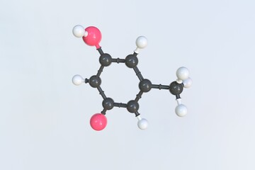 Orcinol molecule made with balls, scientific molecular model. 3D rendering