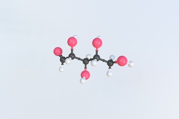 Ribose molecule, scientific molecular model, looping 3d animation