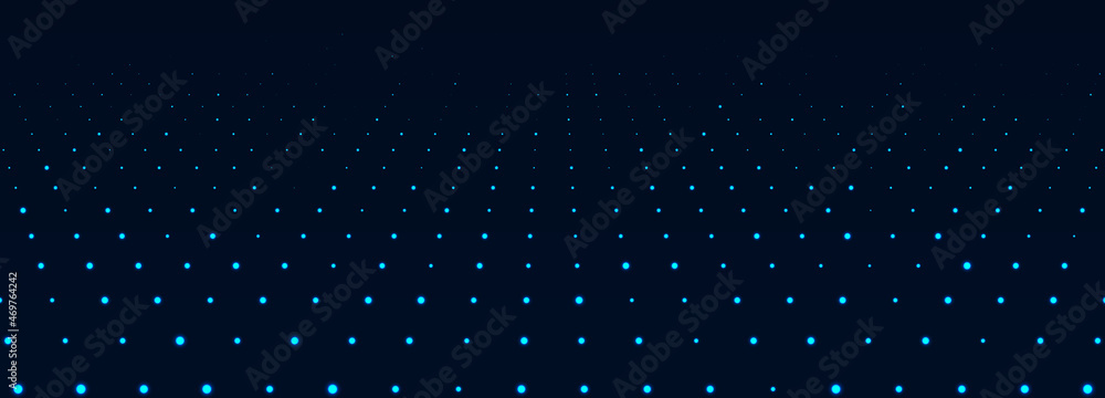 Poster Abstract blue background of points. Cyber particles. Big data stream. Vector illustration