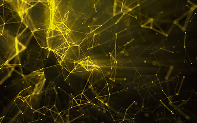 Abstract science background with particles and plexus connected lines. Network connection plexus structure forming with dots and lines.