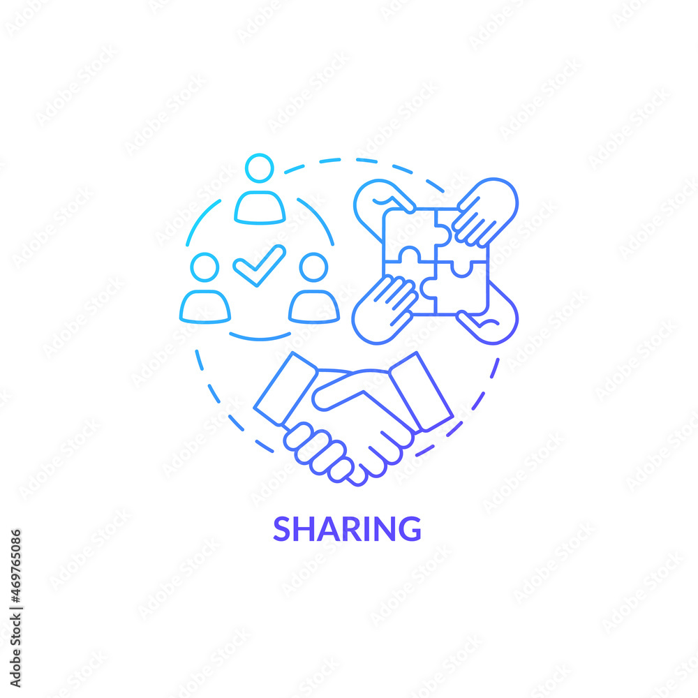 Poster sharing concept icon. cooperate and work in team. skillsharing and partnership. split organizational