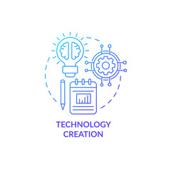 Technology manufacturing concept icon. Develop new product. Investigate problem solution. Industry innovation abstract idea thin line illustration. Vector isolated outline color drawing