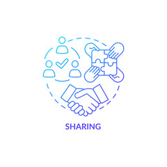 Sharing concept icon. Cooperate and work in team. Skillsharing and partnership. Split organizational tasks abstract idea thin line illustration. Vector isolated outline color drawing