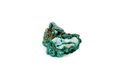 Macro mineral stone Malachite against white background