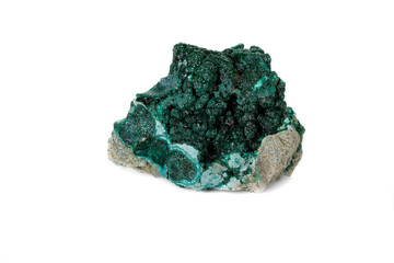 Macro mineral stone Malachite against white background