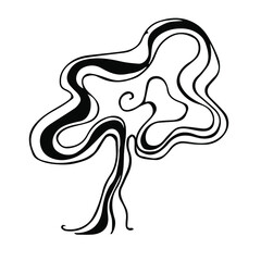 stylized tree black outline, vector