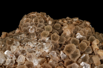 Macro stone Aragonite mineral on a black background