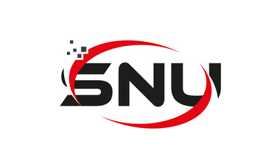 dots or points letter SNU technology logo designs concept vector Template Element