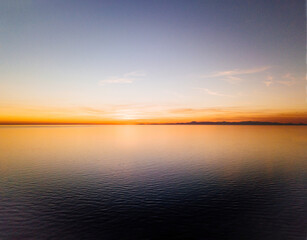 sunset on the sea. evening sky over the water.