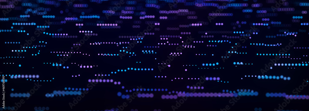 Aufkleber Abstract background of points. Falling cyber particles. Big data stream. 3d rendering