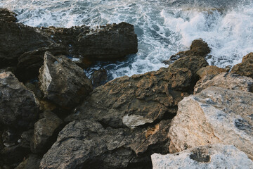 Rocky stones by the ocean nature landscape summer