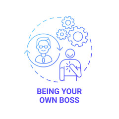 Being your own boss blue gradient concept icon. Social entrepreneurship benefits abstract idea thin line illustration. Valuable products and service. Vector isolated outline color drawing