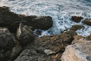 Rocky stones by the ocean nature landscape summer