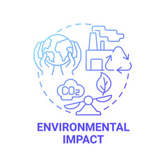 Environmental impact blue gradient concept icon. Social entrepreneurship abstract idea thin line illustration. Business affects climate and ecology. Vector isolated outline color drawing