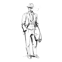 Fototapeta na wymiar Dapper gentleman, dressed in a rakish three piece suit