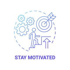 Stay motivated blue gradient concept icon. Starting social entrepreneurship abstract idea thin line illustration. Inspiration, optimism. Accomplish goals. Vector isolated outline color drawing