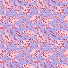Floral silhouette vector seamless pattern. Floral vector pattern on violet background. 