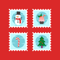 Obraz premium Set of christmas stamp design collection 03