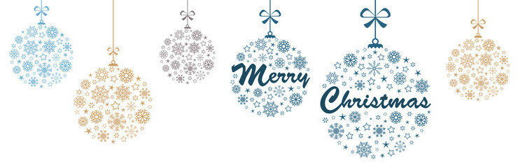 Fototapeta premium christmas greetings baubles with snow flakes