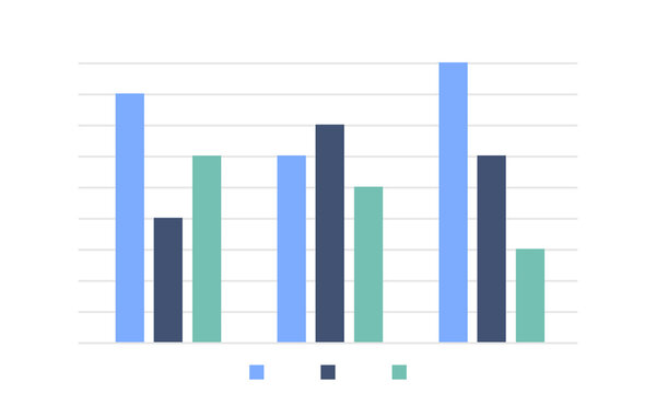Simple Column Chart. Statistics graph by year. Coordinate system and growth rate. Vector illustration.