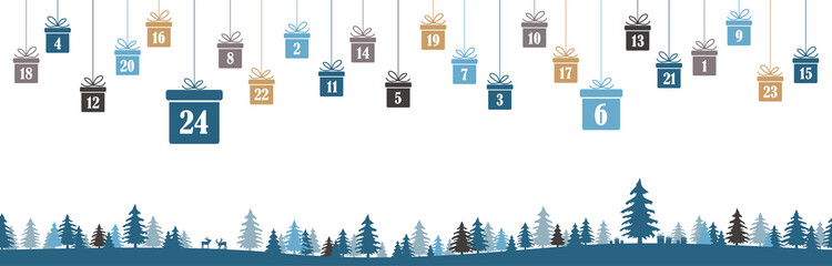advent calendar 1 to 24 on christmas presents