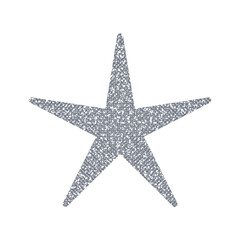 Silver glitter Star on white background