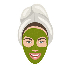 face of a person in a mask, female head, beauty care, spa salon 