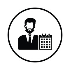 Account, appointment, calendar, duty icon. Black vector sketch.