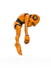 cyber monkey is being abducted side view