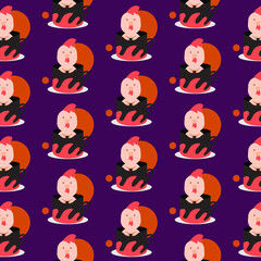 Seamless pattern inside cup animal chick design