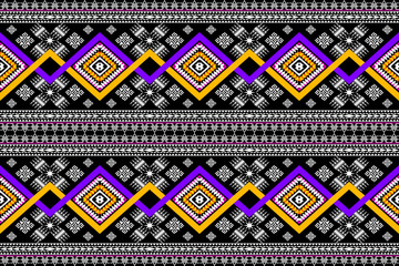 Beautiful geometric ethnic art pattern traditional. Design for carpet,wallpaper,clothing,wrapping,batik,fabric,Vector illustration.embroidery style.