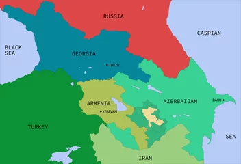 Fotobehang Karabakh conflict on the map of the South Caucasus © Ramil