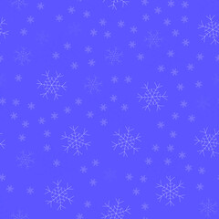 Fototapeta na wymiar Blue background with snowflakes, vector pattern. Minimalistic classic background. Blue, winter seamless pattern for design decoration and gifts for Christmas. Festive snowflakes for textiles and print