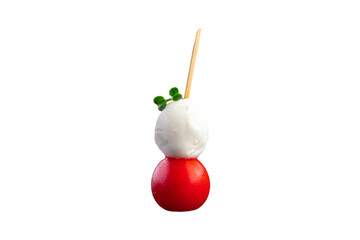 mozzarella and tomato salad canapes caprese on a skewer meal snack copy space food background rustic