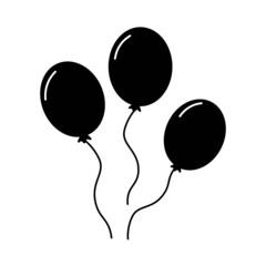 Black balloon icon isolated on the white vector background three