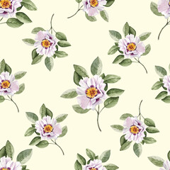 watercolor floral pattern with delicate flowers on a light background, hand painted