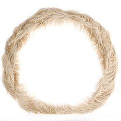 arch made of dry reeds and palm leaves for decor on a white background