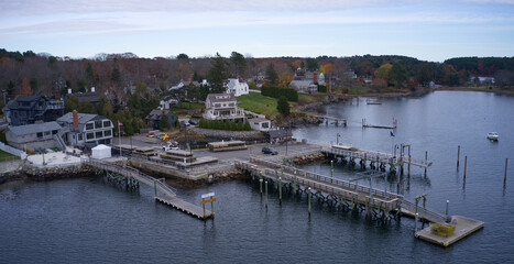 Aerial photo of Pepperrell Cove in Kittery, Maine
