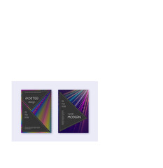 Black cover design template set. Rainbow abstract