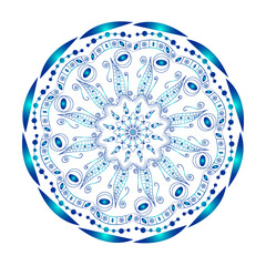 Mandala circular for henna, Mehndi, tattoo, decoration. Decorative ornament in ethnic oriental style. Flower Mandala. Vintage decorative elements. Oriental pattern, vector illustration. Islam, Arabic