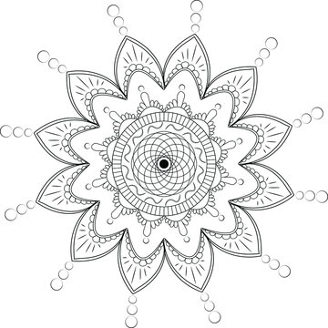 Flower Mandala. Vintage decorative elements. Oriental pattern, vector illustration. Islam, Arabic, Indian, Moroccan, Spanish, Turkish, Pakistani, Chinese, mystical, ottoman motives. Coloring book page