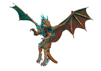 Naklejka premium dragon is floating and looking around