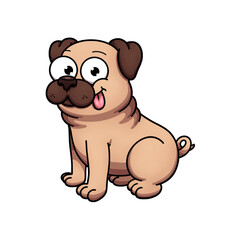 Obraz na płótnie Canvas Cute Cartoon Pug