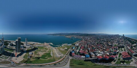 Batumi, Georgia - October 21, 2021: panorama 360 sights of the city