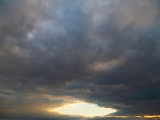 Dramatic sky with stormy clouds.