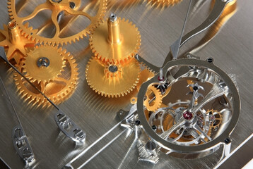Fragment of a mechanical watch mechanism.