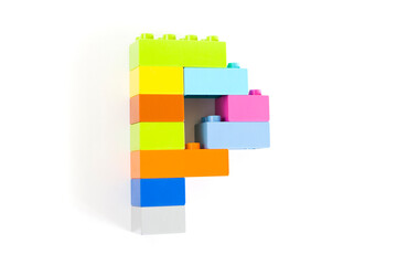 Colorful toy brick letter P