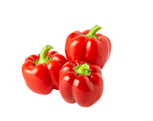 Three bell peppers isolated on white background.