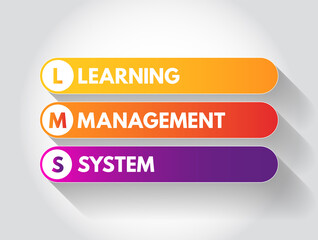 LMS - Learning Management System acronym, software application for the administration, documentation, tracking, reporting, automation, and delivery of educational courses, business concept background