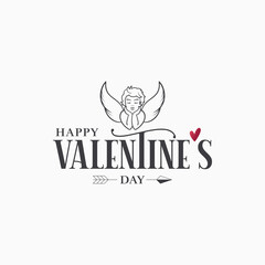 Valentines day card with cupid on white backgrouns